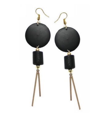 Σκουλαρίκια Ξύλινο, Μαύρο, Χρυσαφί | 3018-421M