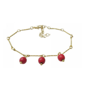 Βραχιόλι Χεριού Πέτρα, Χρυσαφί, Κόκκινο | 1514-720XE
