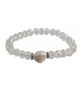 Βραχιόλι Χεριού Γυαλί, Λευκό, Ασημί | 1528-848L