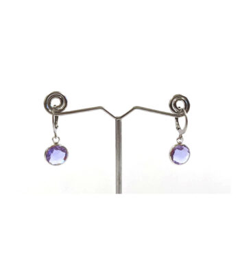 Σκουλαρίκια Κρίκοι Ατσάλι, Μωβ, Ασημί | 3113-716AJ