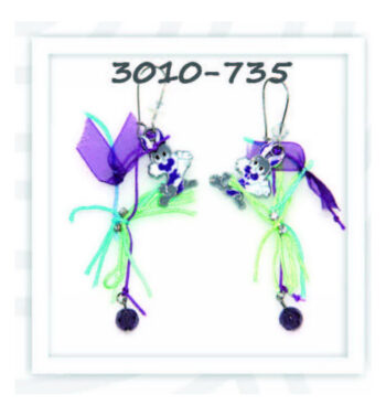 Σκουλαρίκια Μεταλλικό, Ασημί, Μωβ | 3010-735