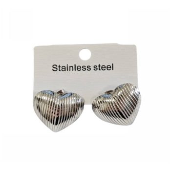 Σκουλαρίκια Ατσάλι Ασημί Καρφωτά - 3013-693A