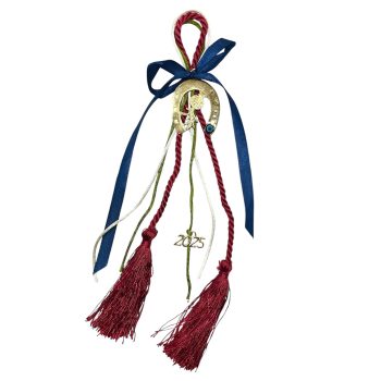 Γούρια διακόσμησης, Μεταλλικό, Χρυσαφί, Πέταλο-ρόδι με μάτι, με φούντα και κορδέλα, 6710-605X